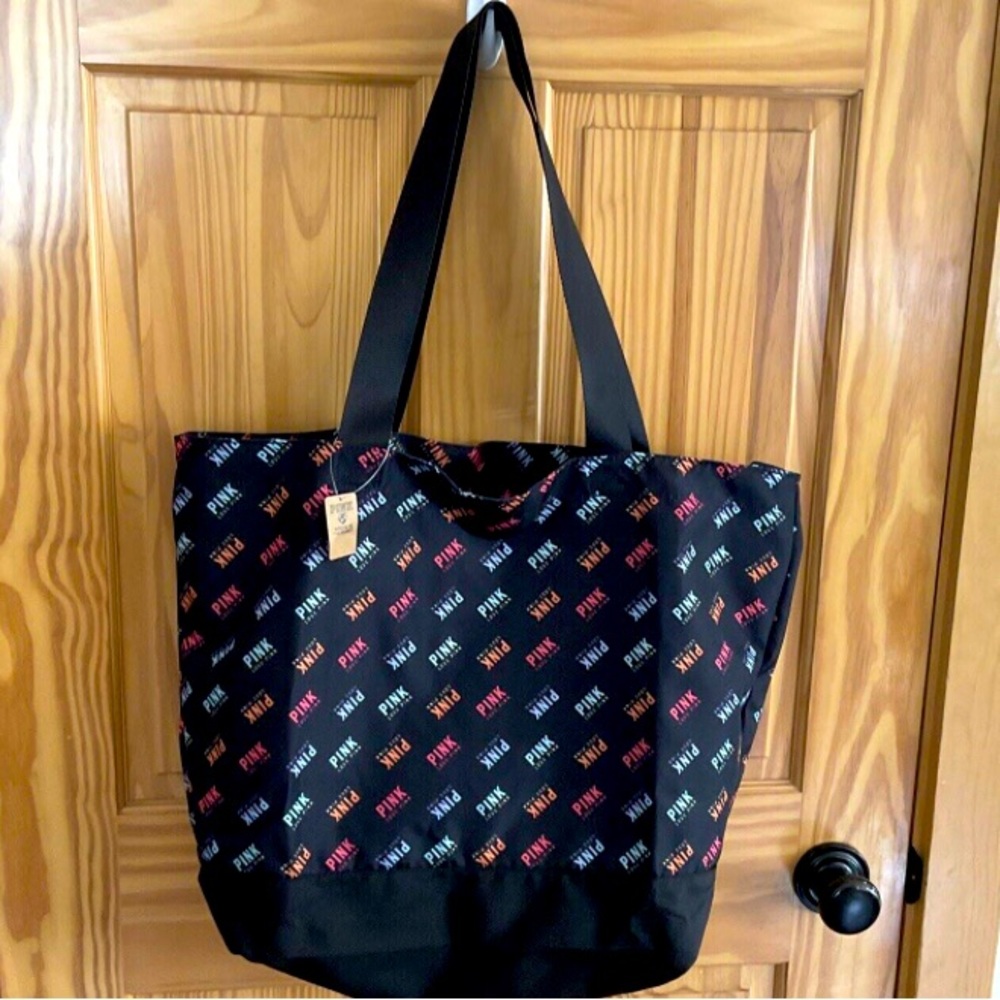 Victoria’s Secret Pink Weekender Tote Bag Top Zip Double Handles Multicolor NWT